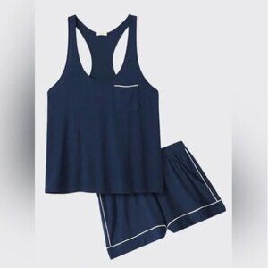 Eberjey Gisele The Tank Set Navy Ivory PJ Pajamas Set sz S